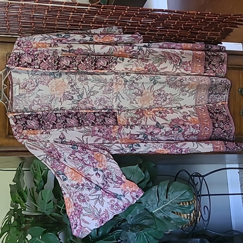 Knox Rose Floral Print Open Front Kimono Size M